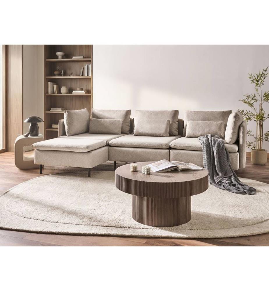 Modul Ecksofa 3-Sitzer EGERIS Stoff Beige rechtsseitig