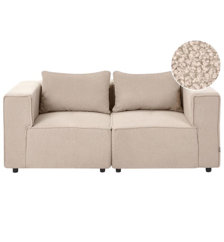 Canapé modulable 2 places AXEBO Beige Bouclé