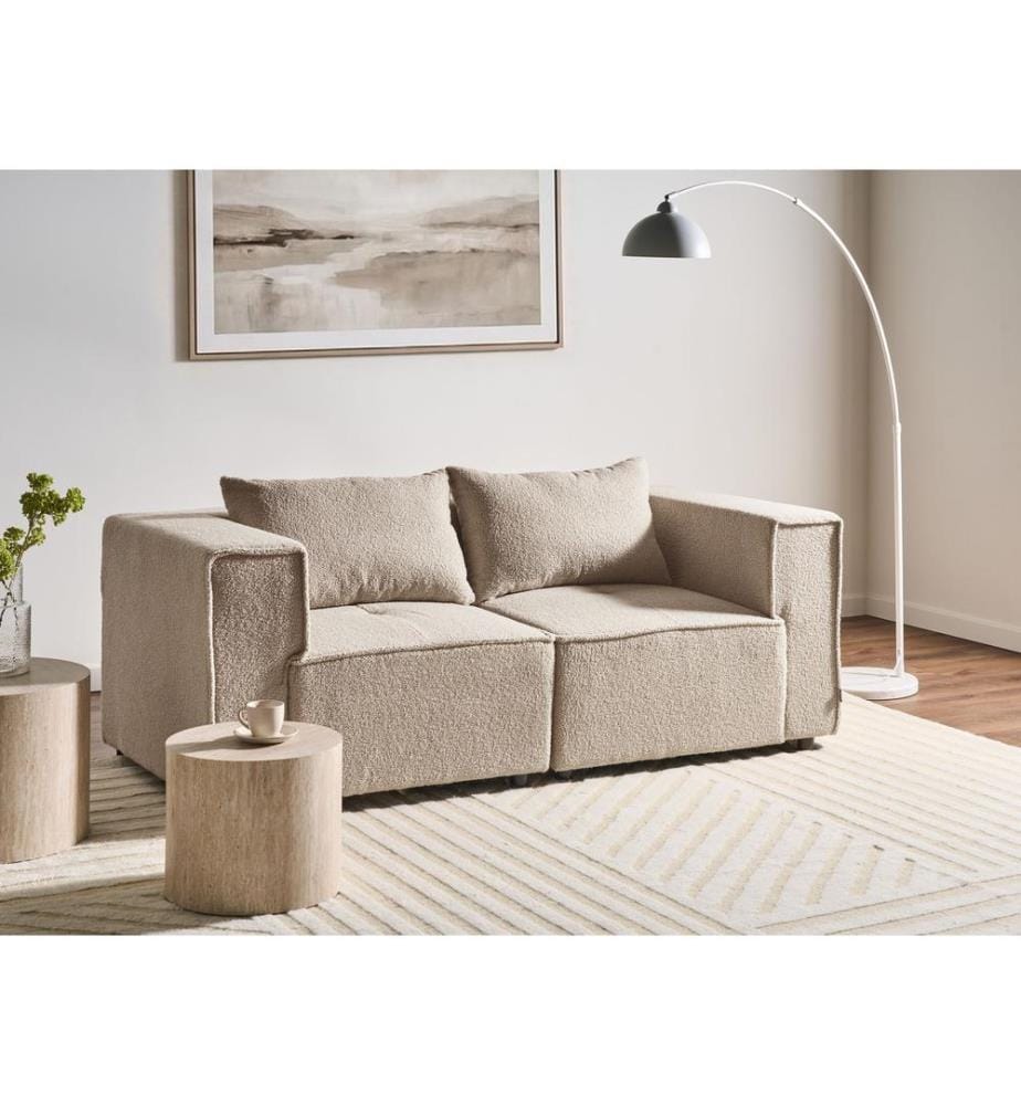 Canapé modulable 2 places AXEBO Beige Bouclé