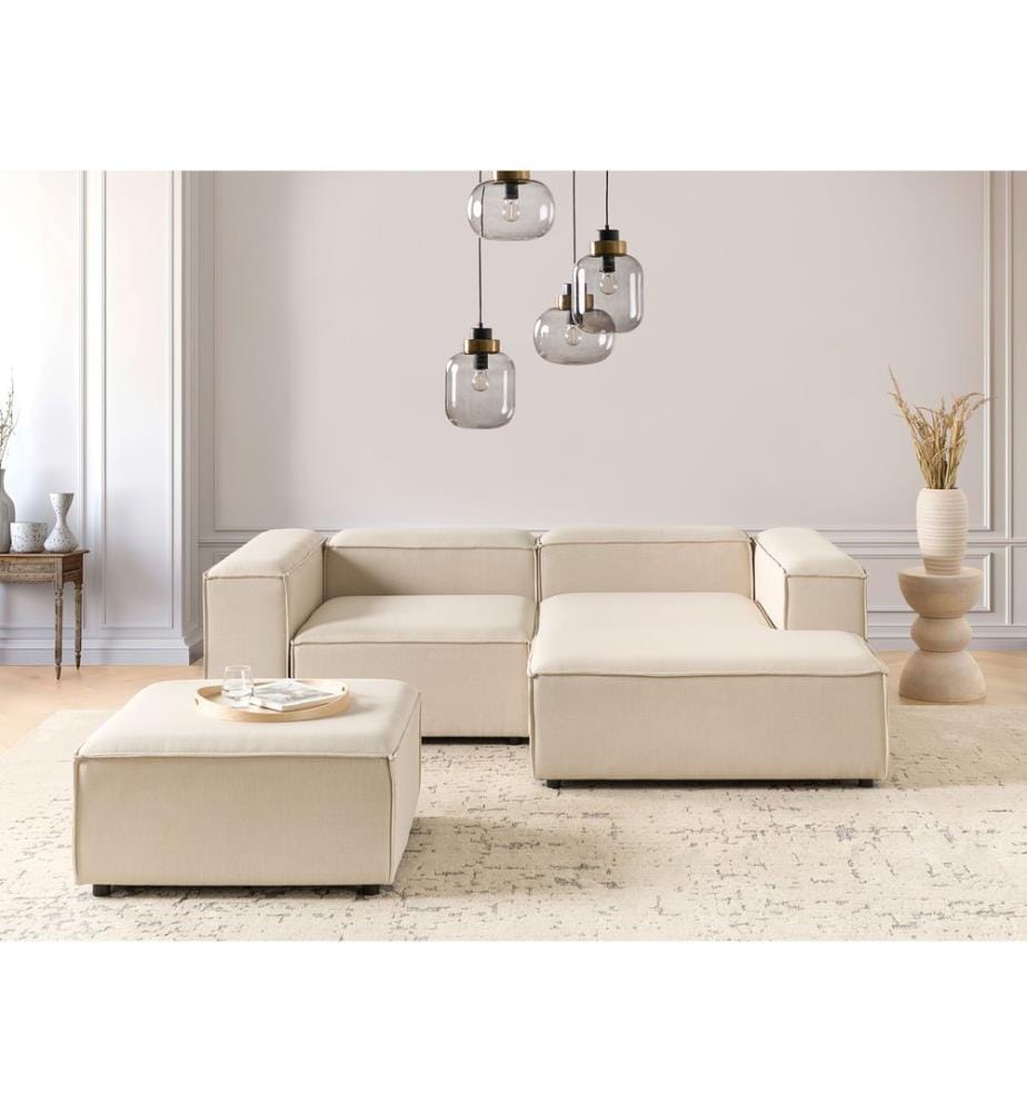 Canapé d'angle modulable 3 places ARDAL Côté gauche Beige Tissu avec ottoman