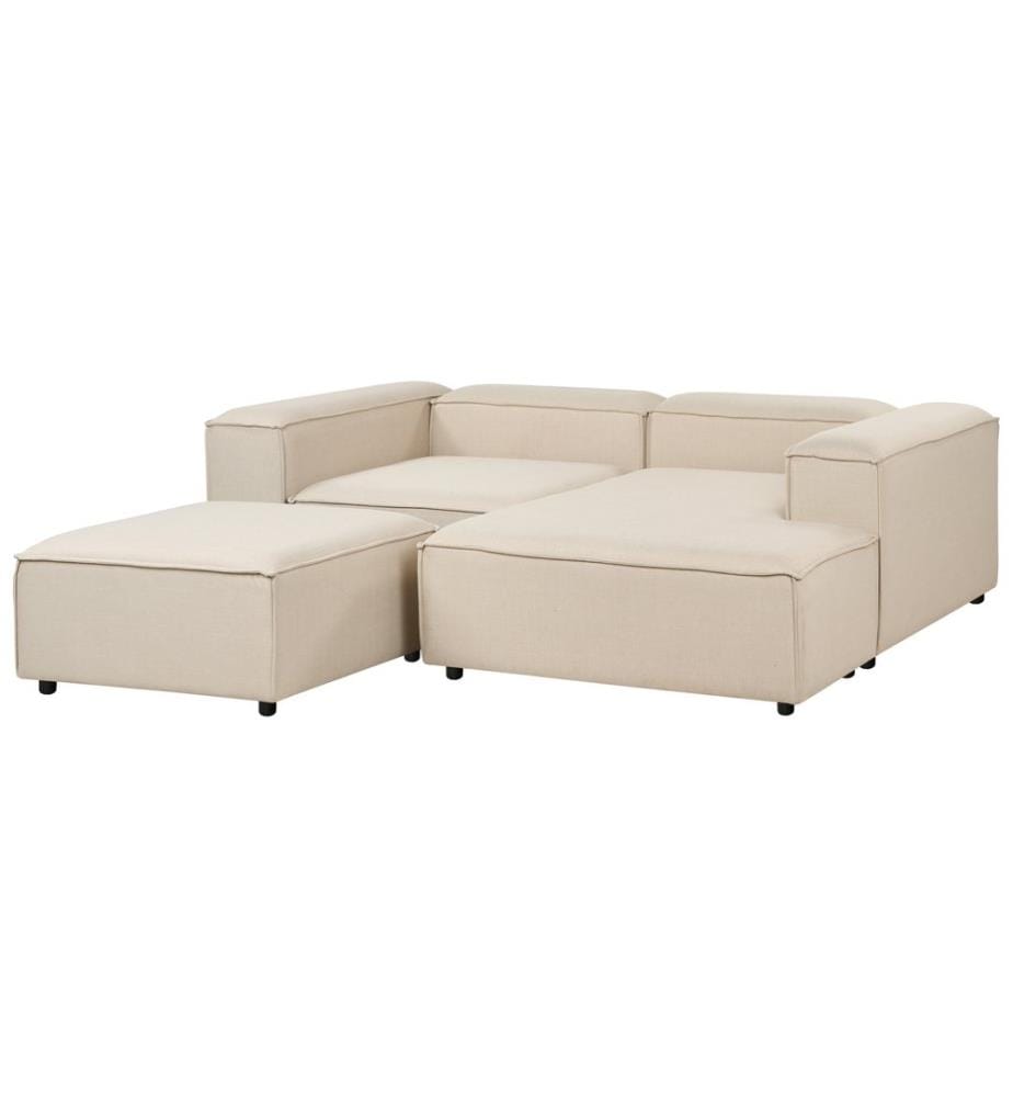Canapé d'angle modulable 3 places ARDAL Côté gauche Beige Tissu avec ottoman