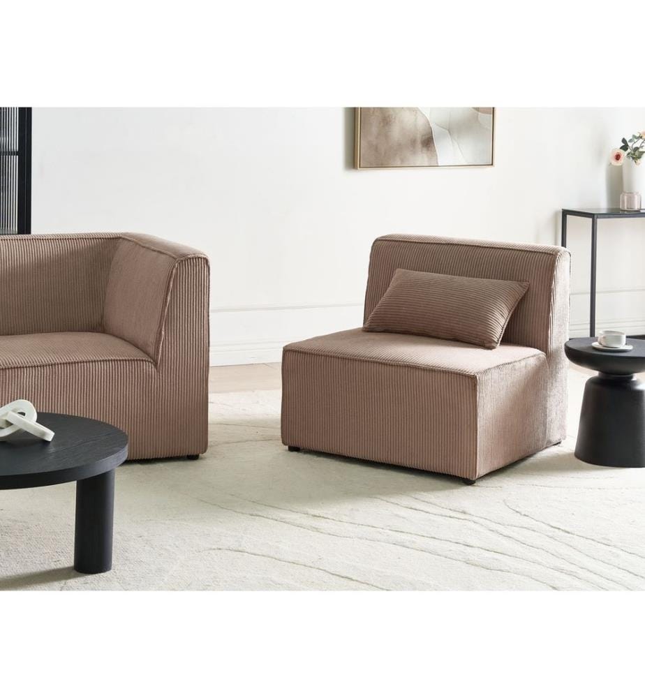 Module fauteuil LEMVIG Beige sable Velours côtelé