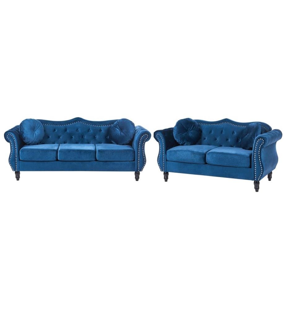 Sofa Set 5-Sitzer SKIEN Samtstoff Marineblau