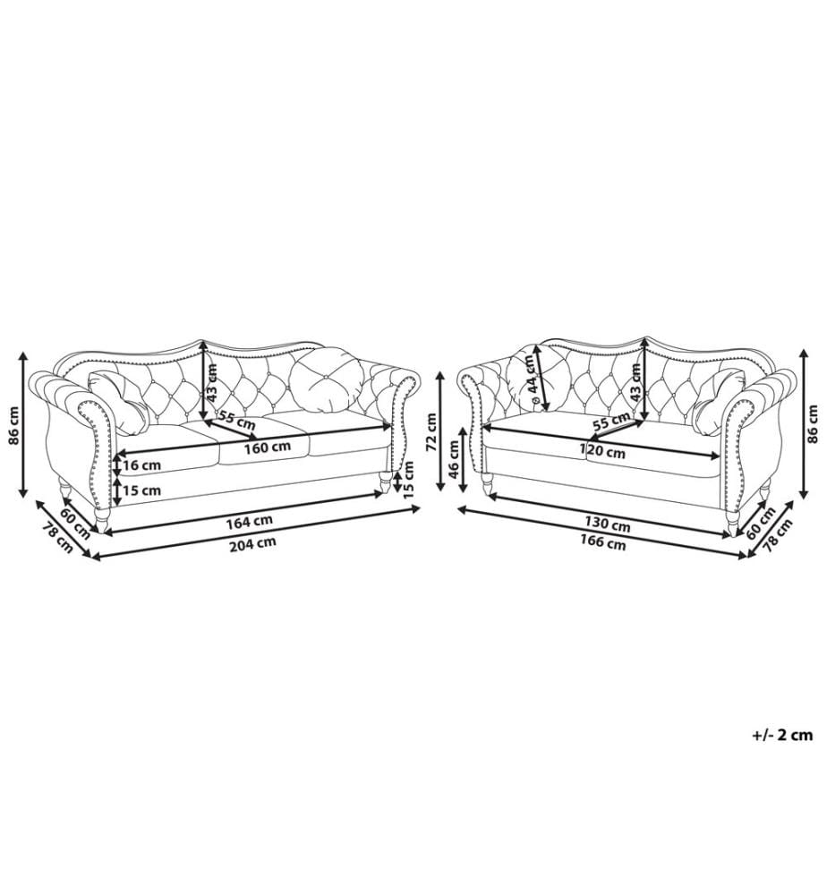Sofa Set 5-Sitzer SKIEN Samtstoff Marineblau