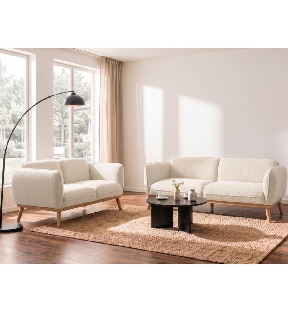 Sofa Set 5-Sitzer LJUNG Bouclé Hellbeige
