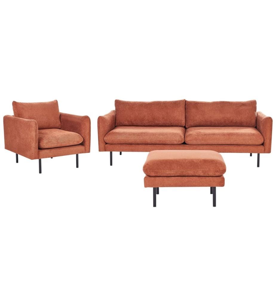 Ensemble de salon 5 places VINTERBRO Tissu chenille Marron doré avec ottoman