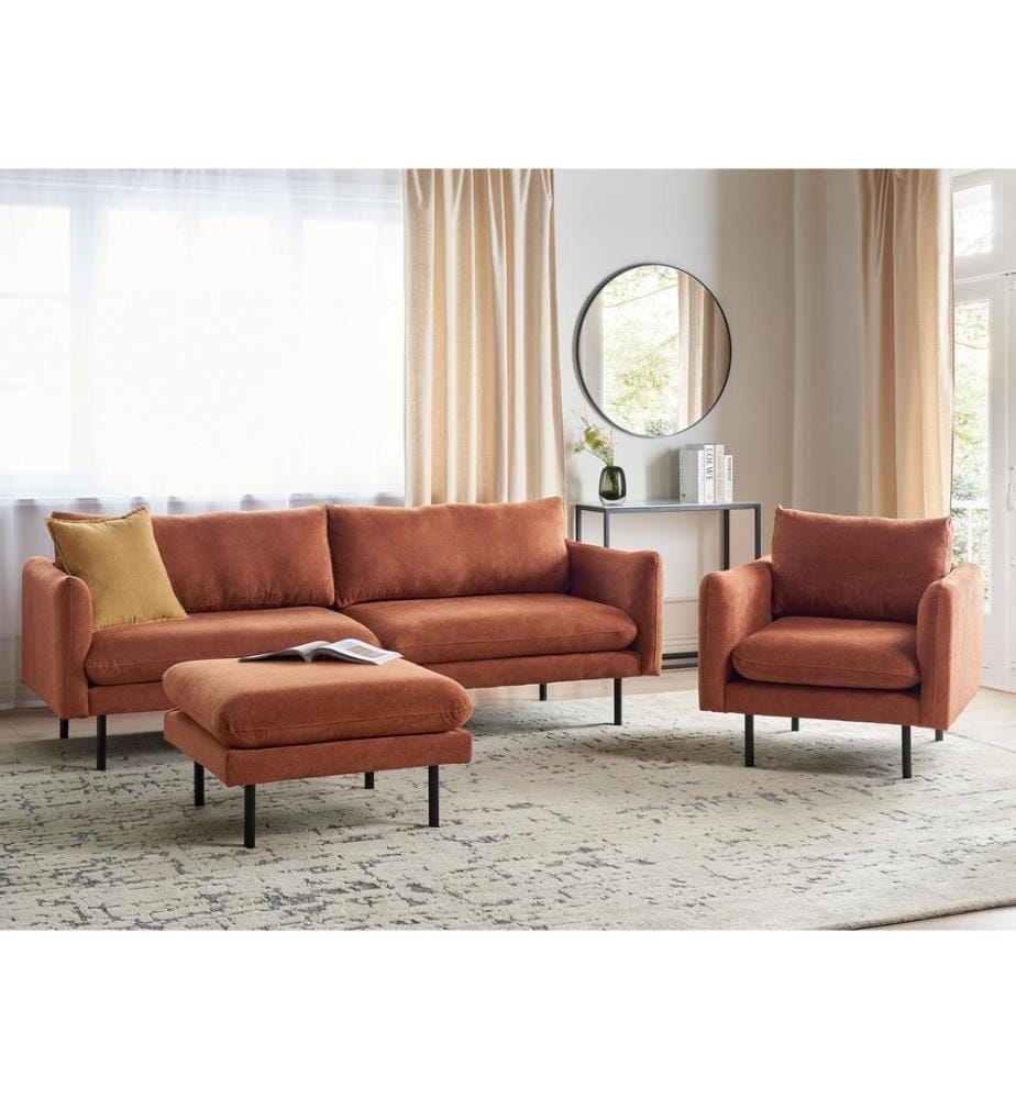 Ensemble de salon 5 places VINTERBRO Tissu chenille Marron doré avec ottoman