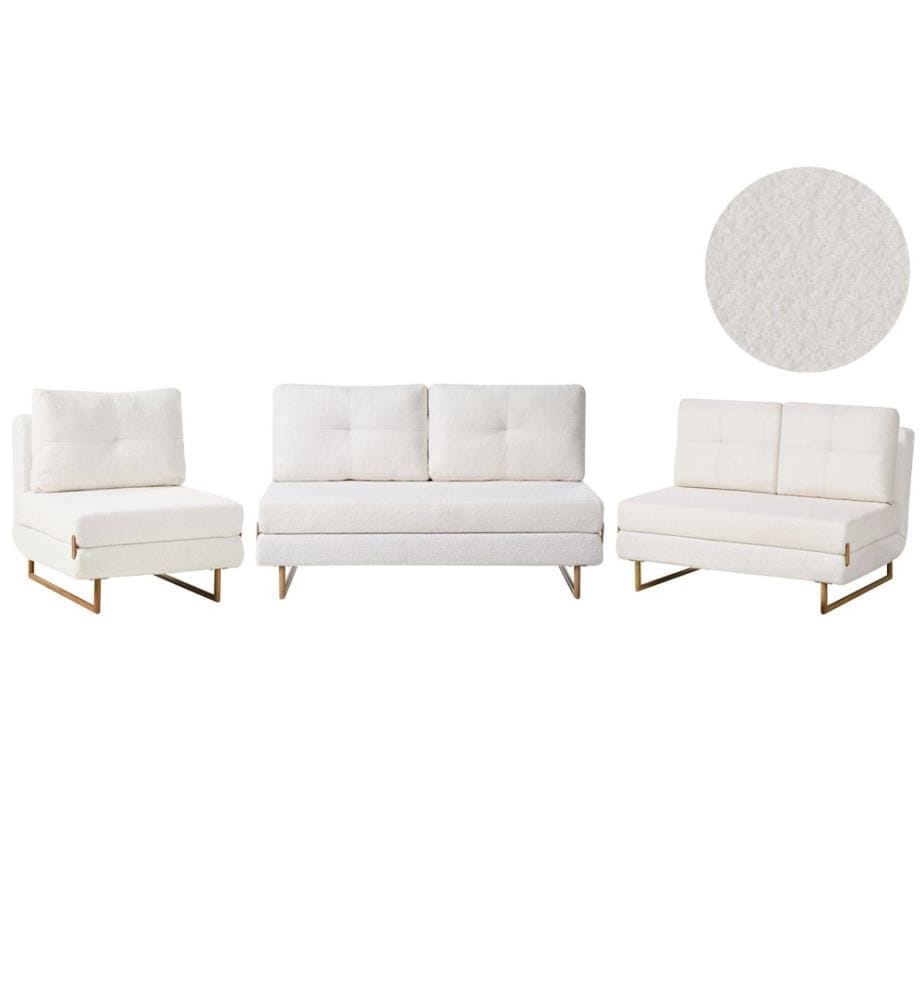 Sofa Set 6-Sitzer JERSLEV Bouclé Cremeweiss