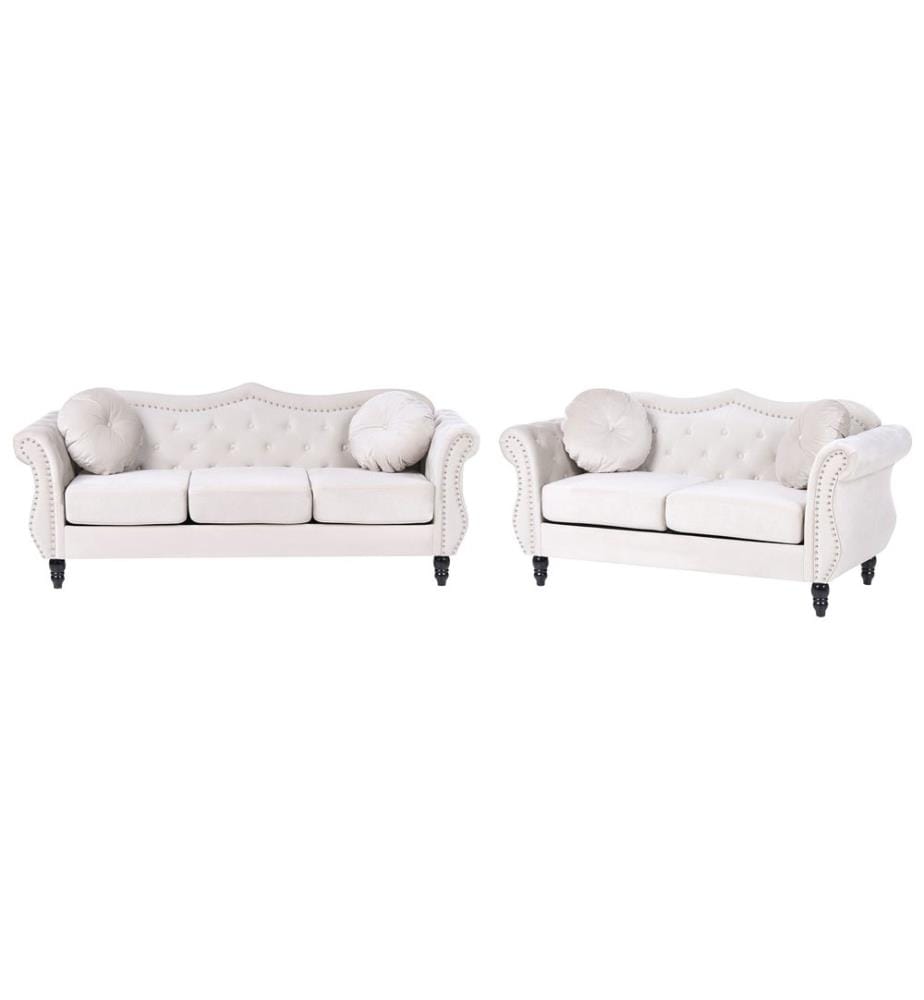 Ensemble de salon 5 places SKIEN Velours Beige clair
