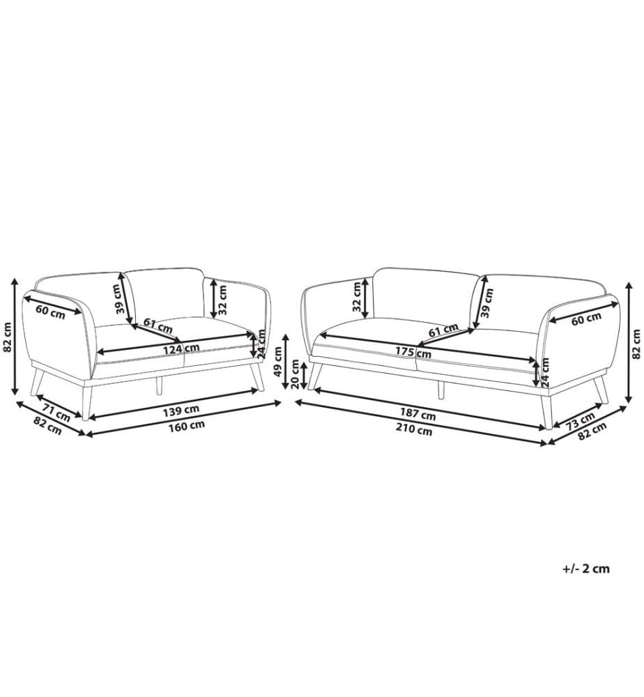 Sofa Set 5-Sitzer LJUNG Stoff Hellbraun