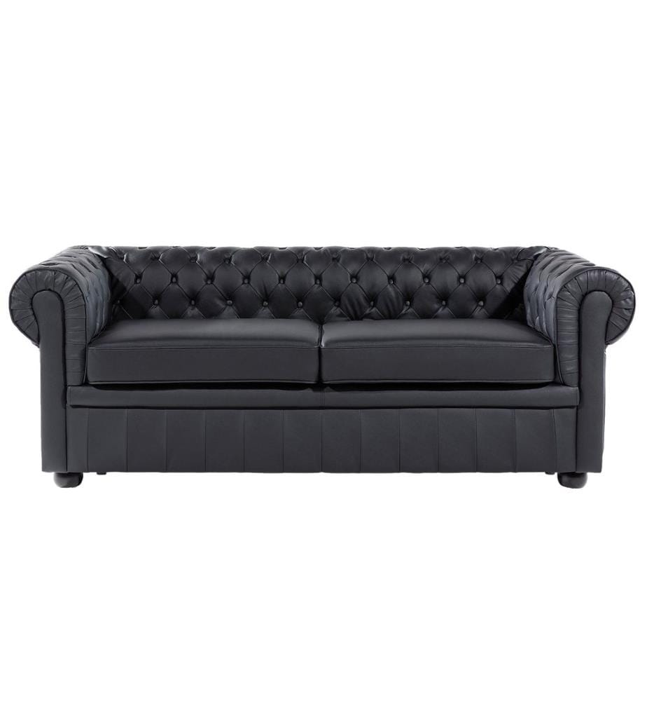 Ensemble de salon 4 places CHESTERFIELD Cuir Noir