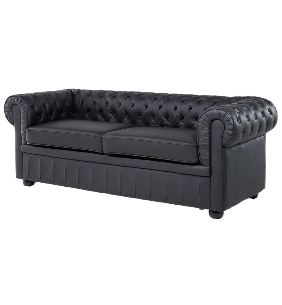 Ensemble de salon 4 places CHESTERFIELD Cuir Noir
