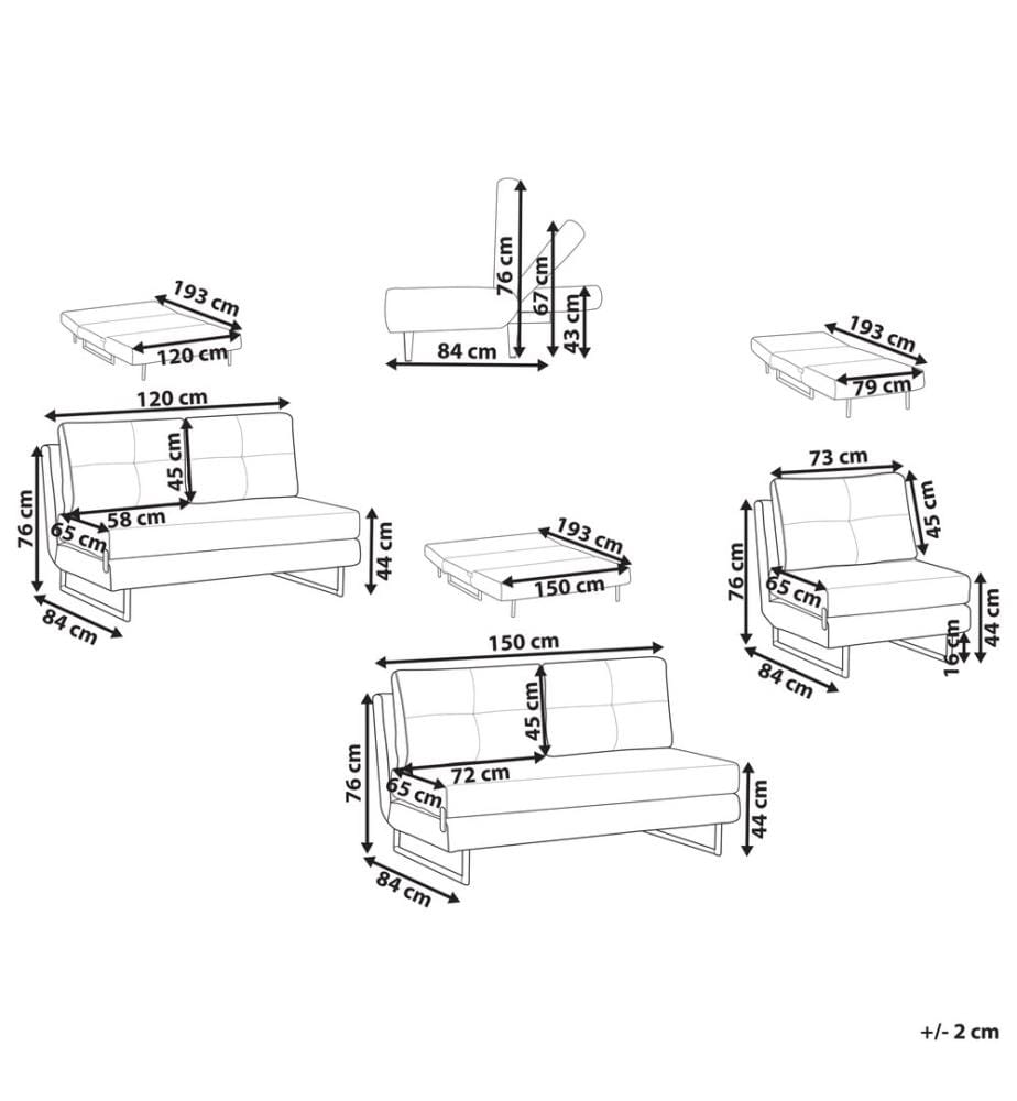 Sofa Set 6-Sitzer JERSLEV Stoff Grau