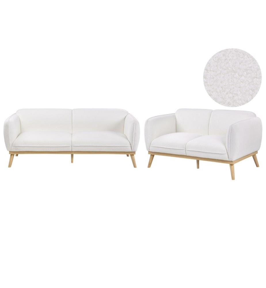 Sofa Set 5-Sitzer LJUNG Bouclé Weiss