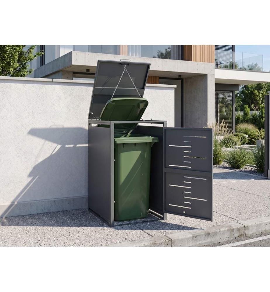 Cache poubelle extérieur 240 L PERISSA Métal Gris foncé