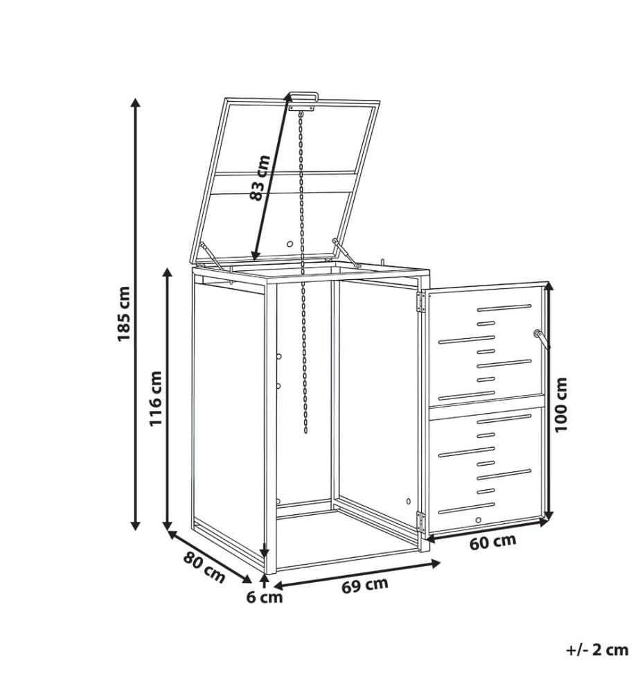 Cache poubelle extérieur 240 L PERISSA Métal Gris foncé