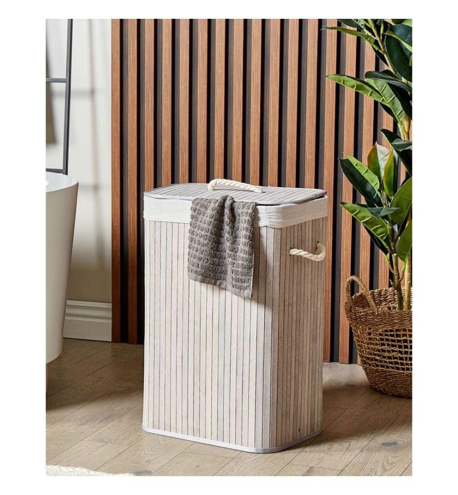 Panier à linge KOMARI Bambou Gris clair 72 L