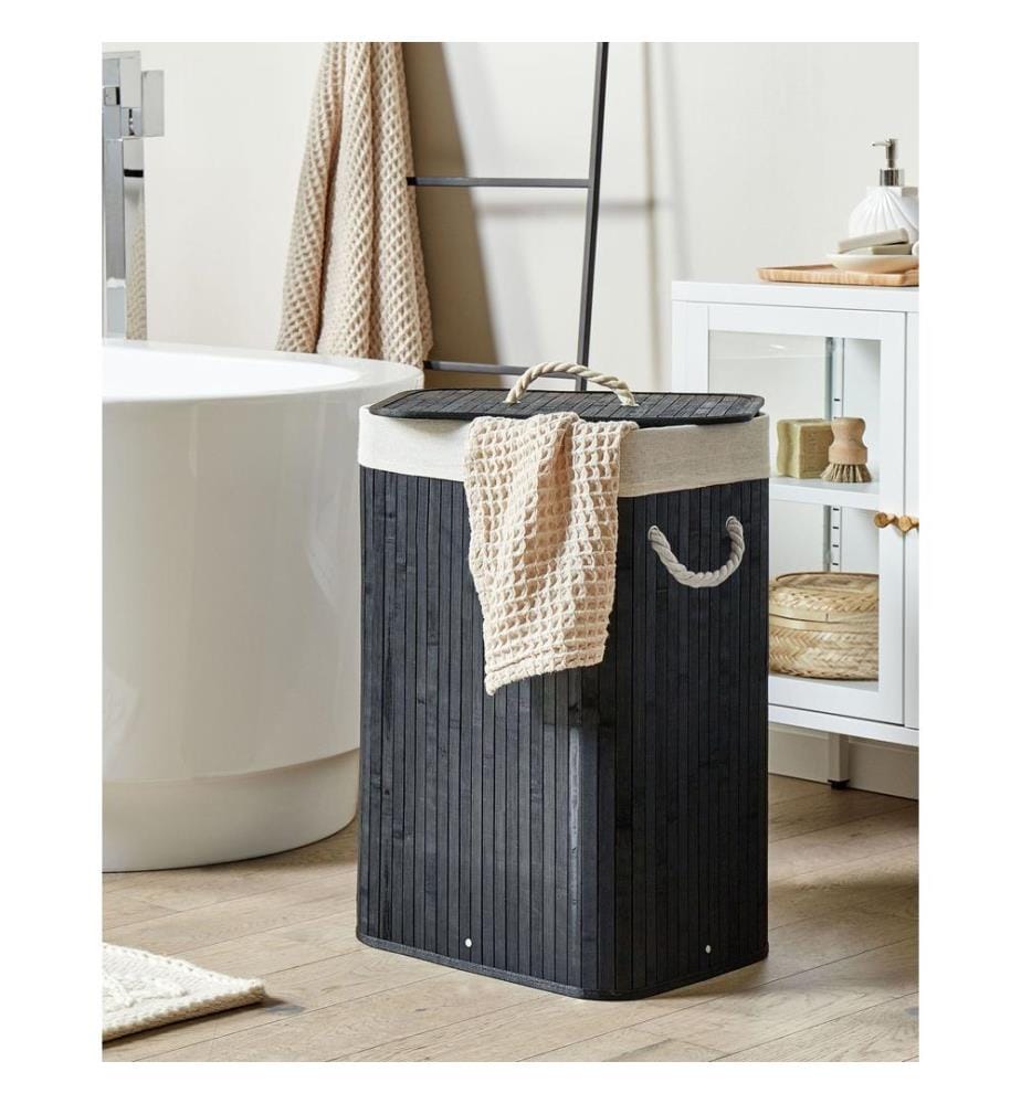 Panier à linge KOMARI Bambou Noir 72 L