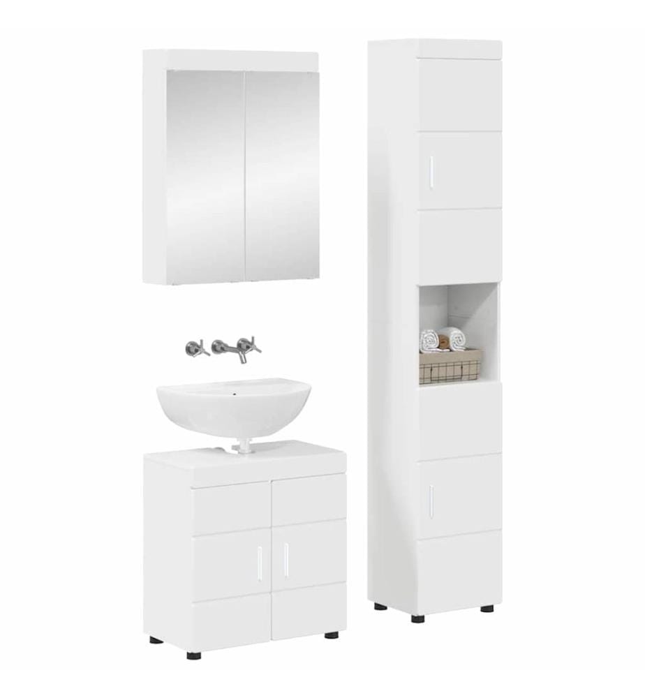 Badezimmermöbel-Set TULUM 3 pcs Hochglanz Weiss 60 x 34 x 63 cm