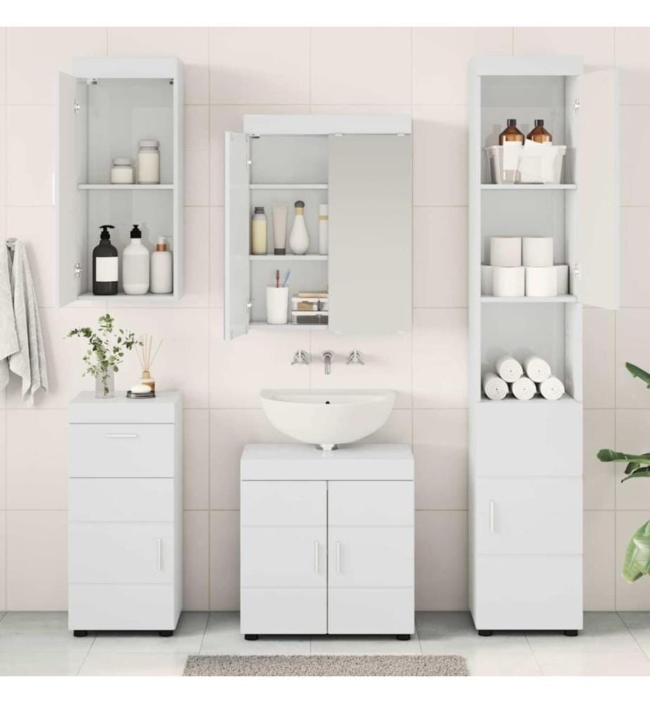 Badezimmermöbel-Set TULUM 5 pcs Hochglanz Weiss 60 x 34 x 63 cm