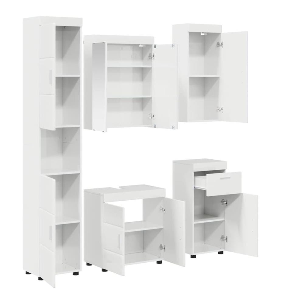Badezimmermöbel-Set TULUM 5 pcs Hochglanz Weiss 60 x 34 x 63 cm
