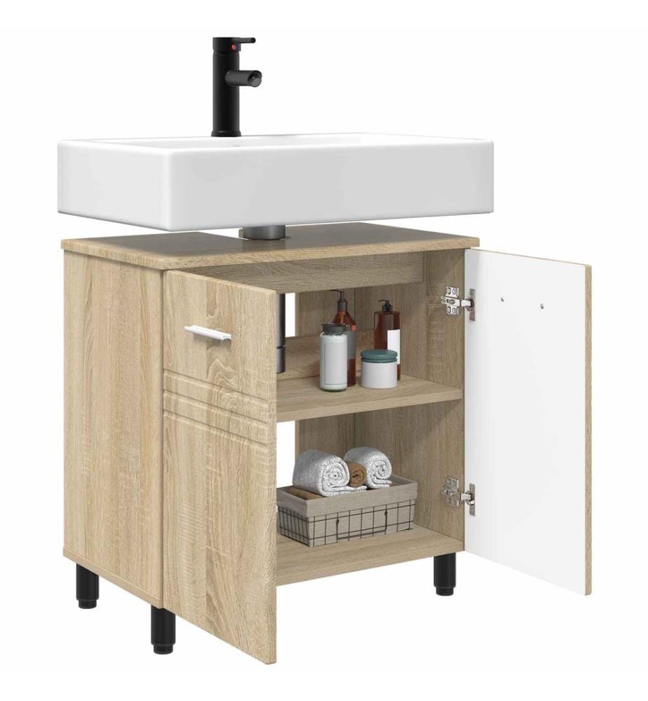 Unité de vanité de salle de bain Chêne Sonoma 60 x 35 x 60 cm