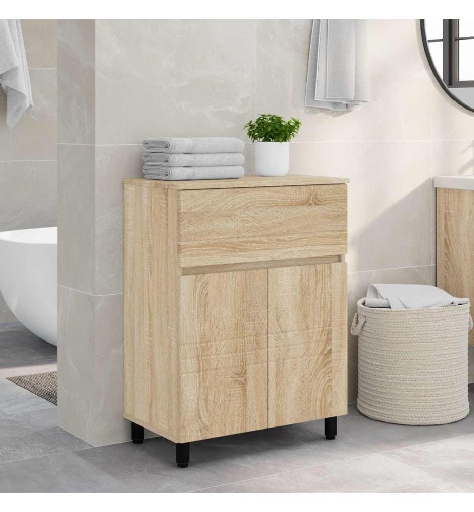 Unité de vanité de salle de bain Chêne Sonoma 60 x 35 x 80 cm