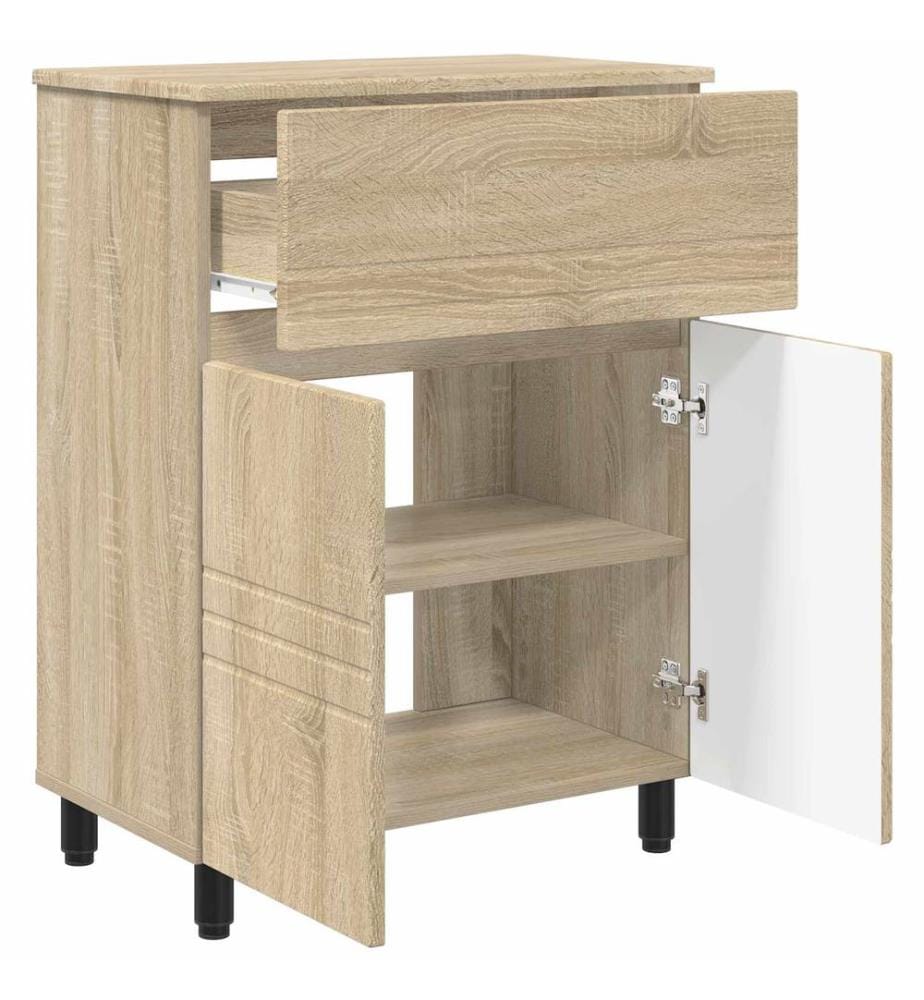 Unité de vanité de salle de bain Chêne Sonoma 60 x 35 x 80 cm