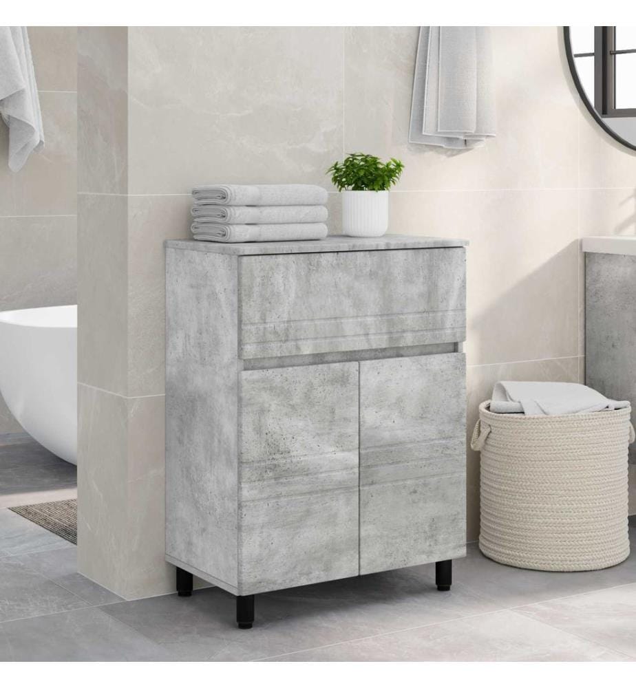 Unité de vanité de salle de bain Gris béton 60 x 35 x 80 cm