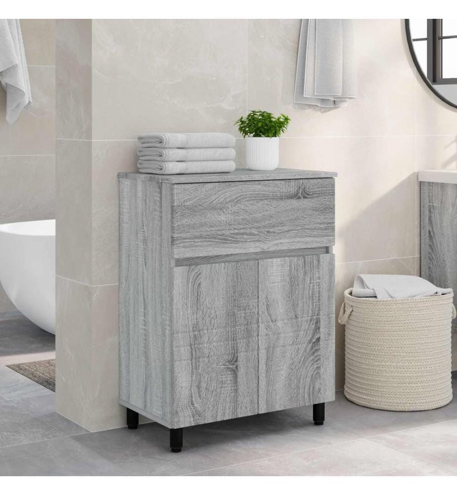 Unité de vanité de salle de bain Sonoma gris 60 x 35 x 80 cm