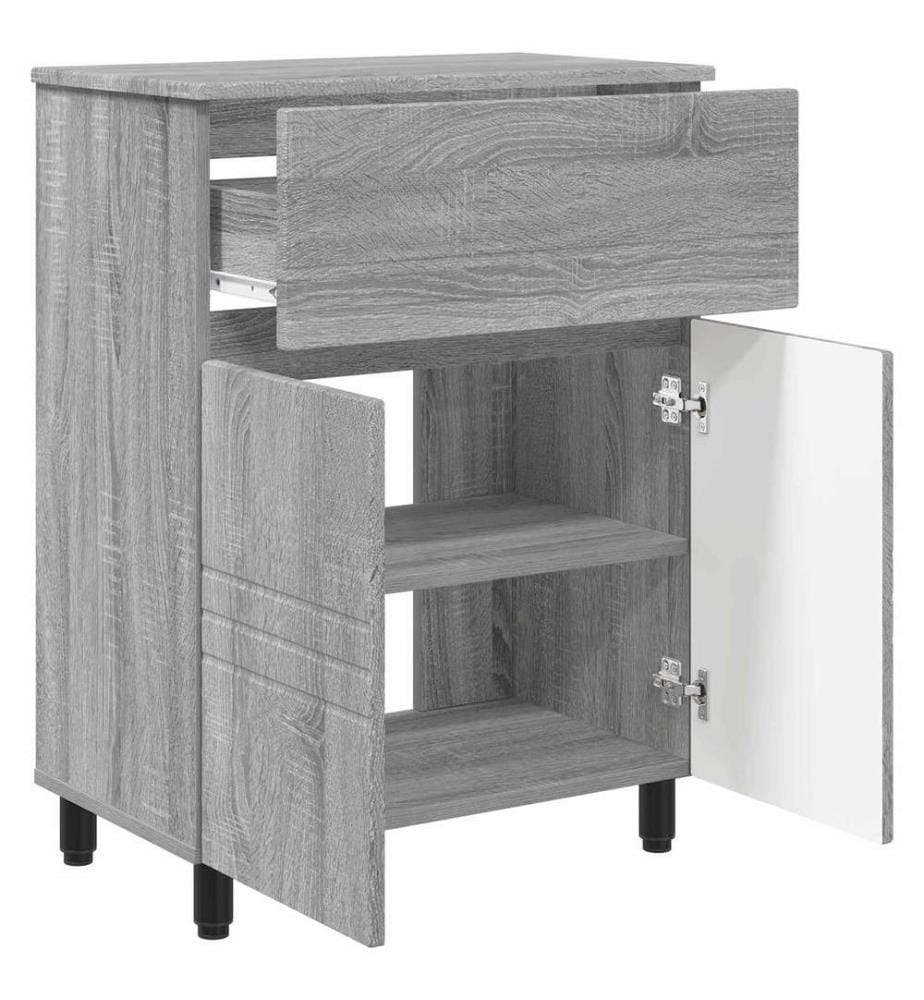 Unité de vanité de salle de bain Sonoma gris 60 x 35 x 80 cm
