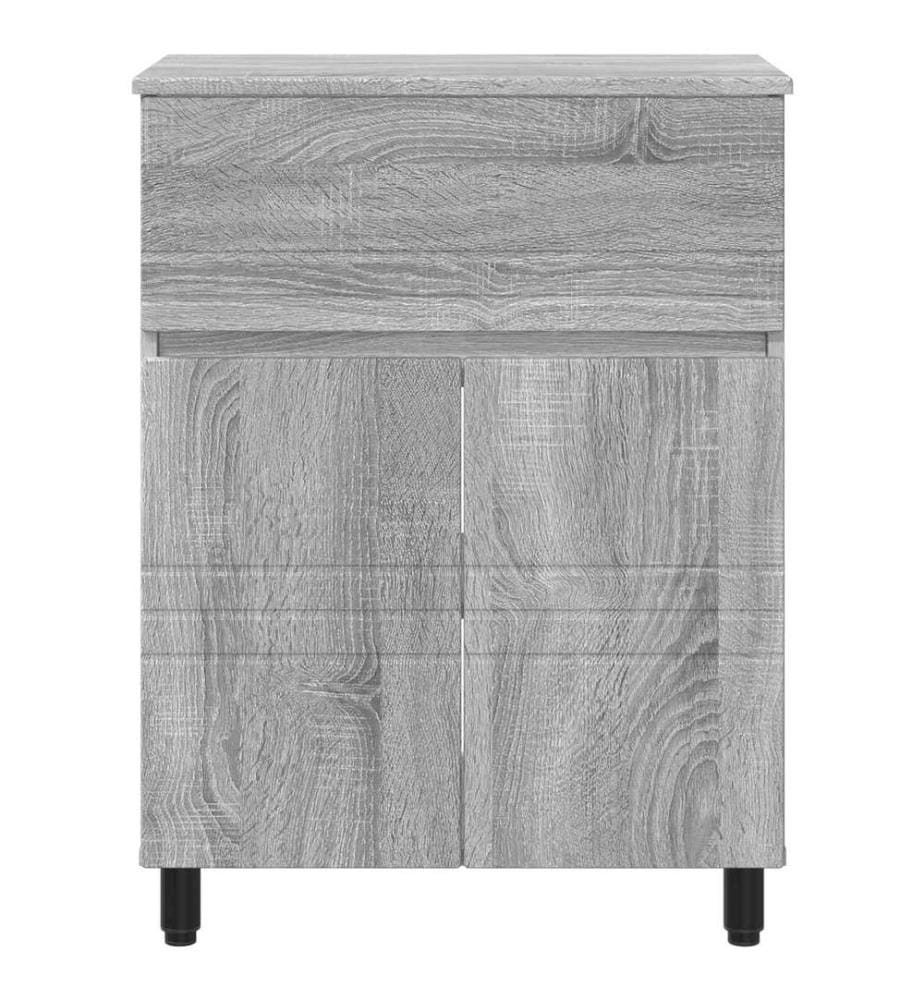 Unité de vanité de salle de bain Sonoma gris 60 x 35 x 80 cm