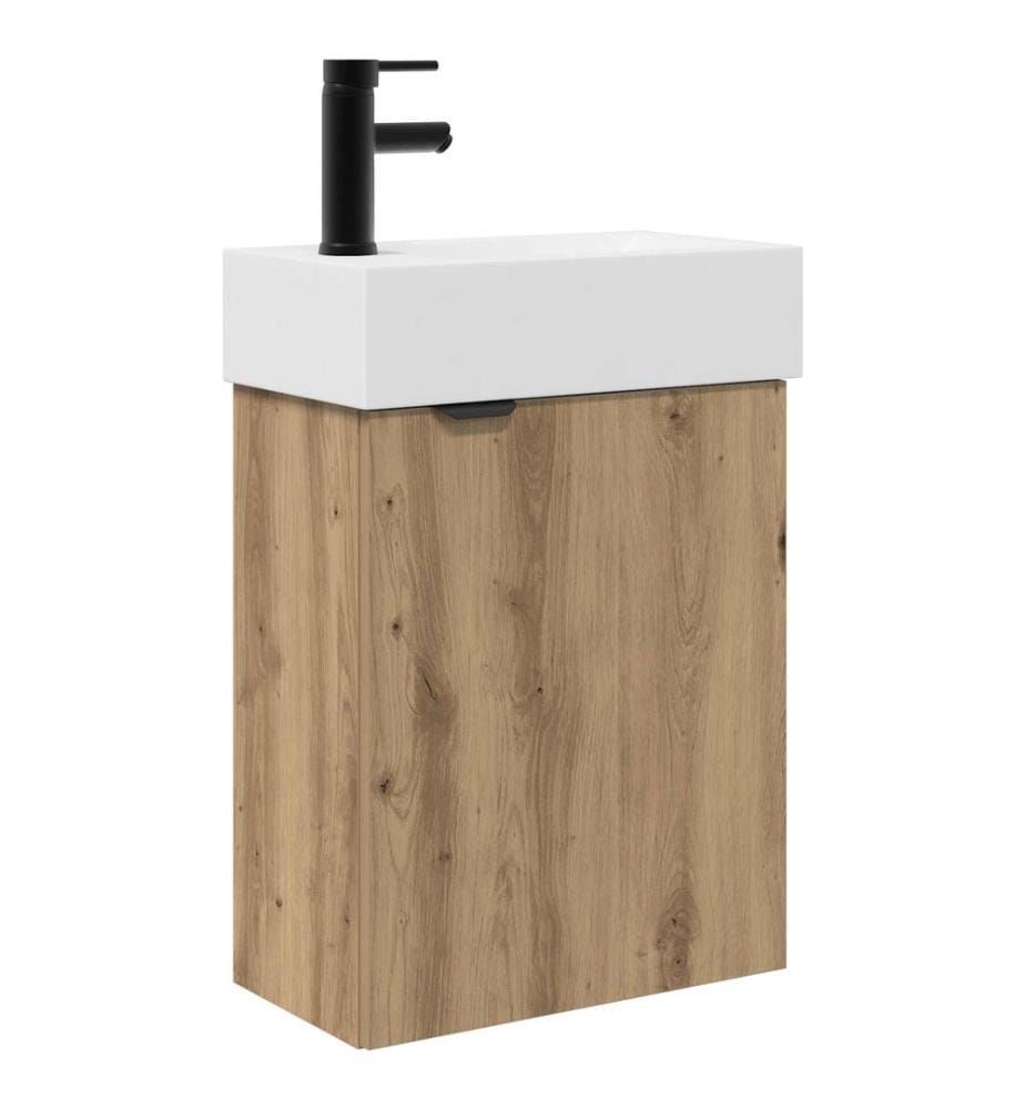 Badezimmer Waschtischunterschrank mit Wasserhahn Artisan-Eiche