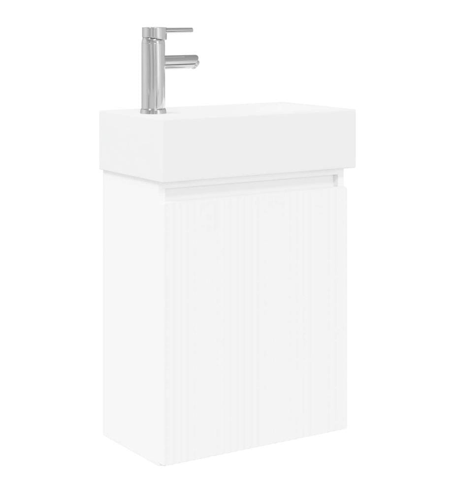 Badezimmer Waschtischunterschrank mit Wasserhahn Weiss