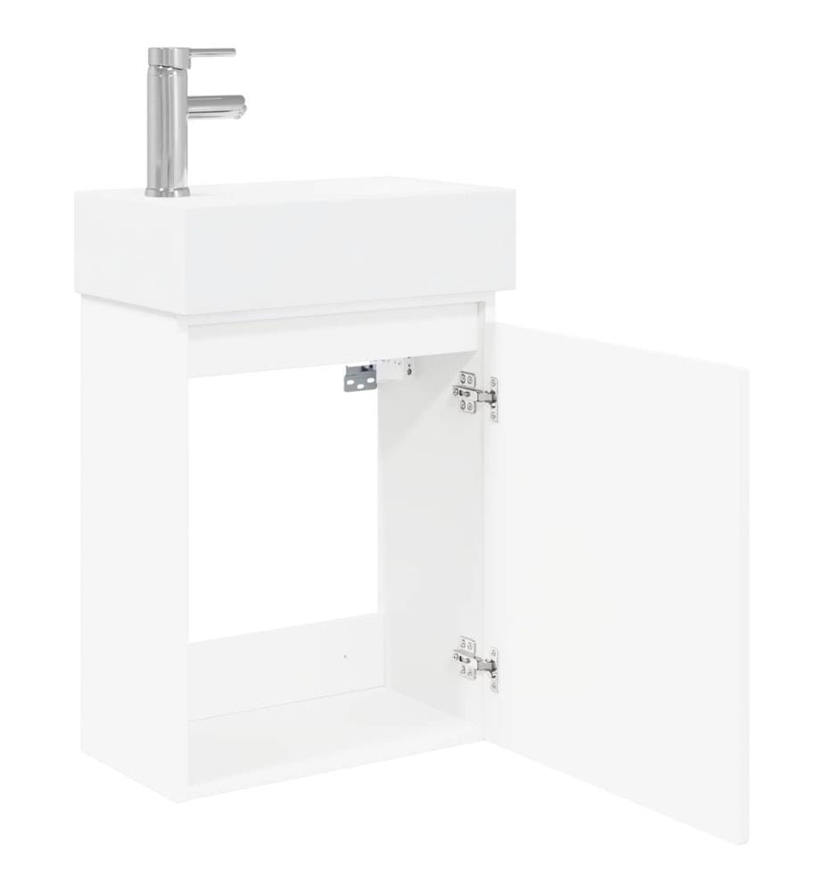 Badezimmer Waschtischunterschrank mit Wasserhahn Weiss
