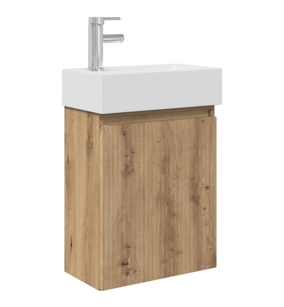 Badezimmer Waschtischunterschrank mit Wasserhahn Artisan-Eiche