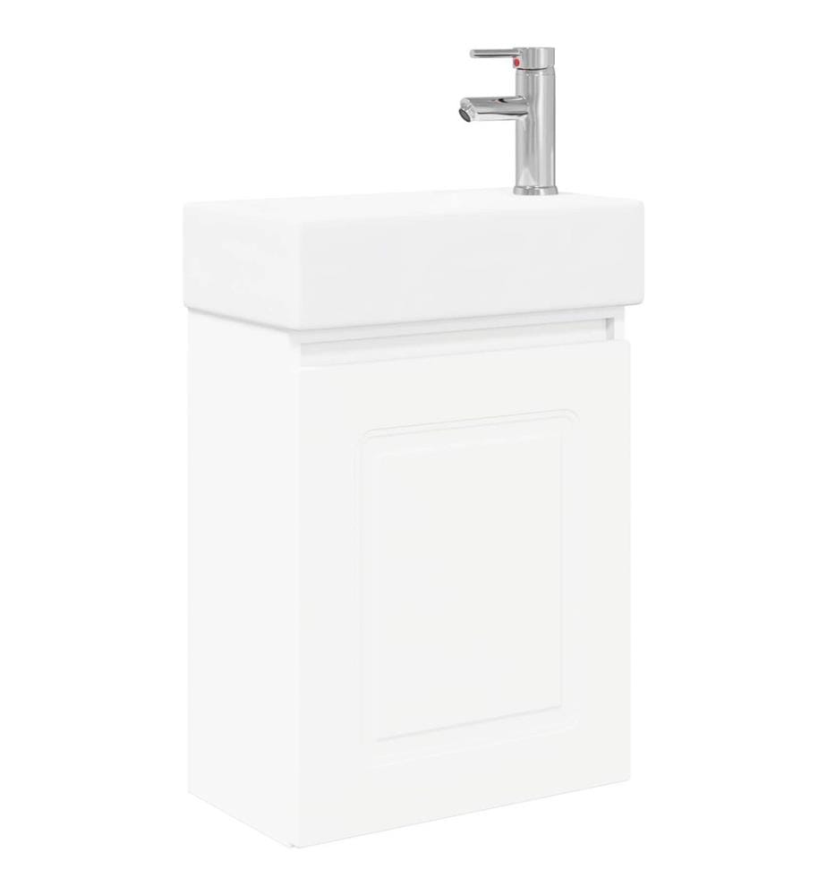 Badezimmer Waschtischunterschrank mit Wasserhahn Weiss
