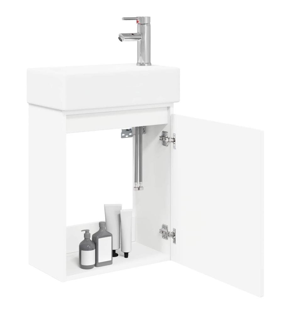 Badezimmer Waschtischunterschrank mit Wasserhahn Weiss