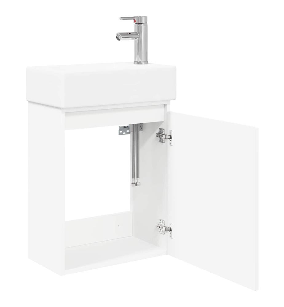 Badezimmer Waschtischunterschrank mit Wasserhahn Weiss
