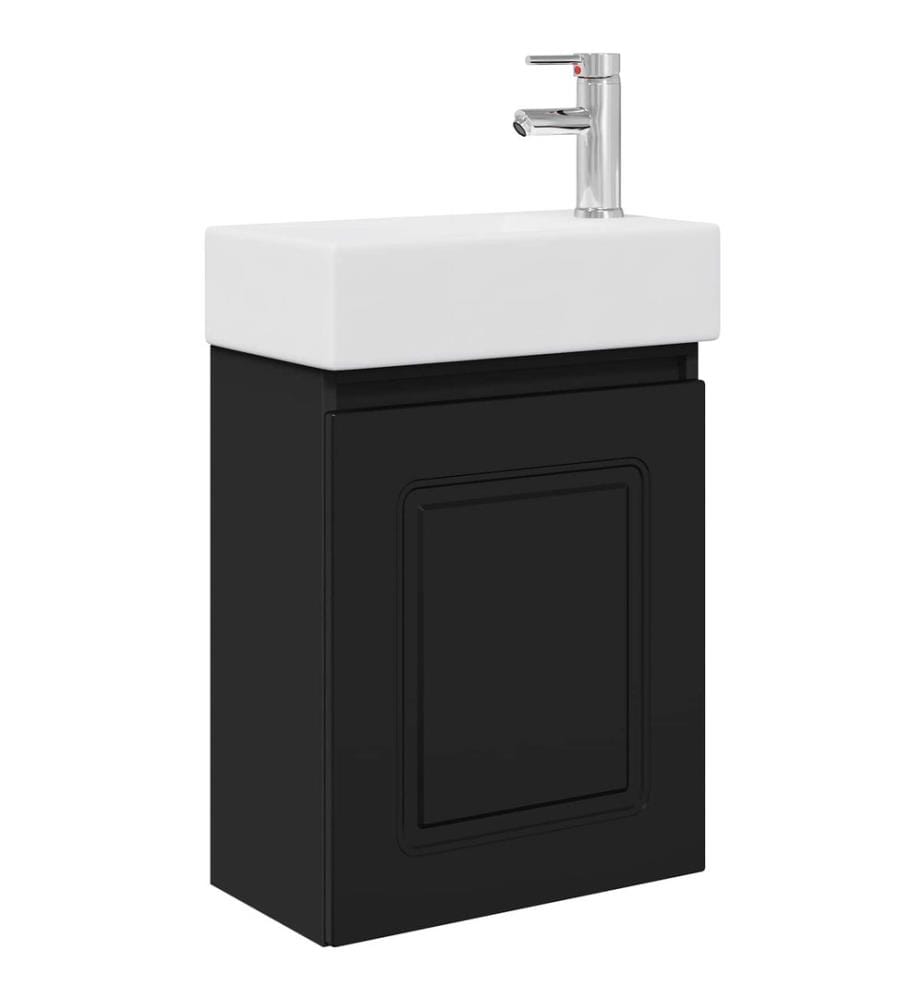Badezimmer Waschtischunterschrank mit Wasserhahn Schwarz