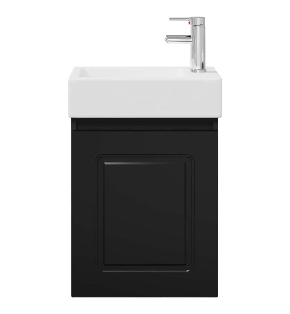 Badezimmer Waschtischunterschrank mit Wasserhahn Schwarz