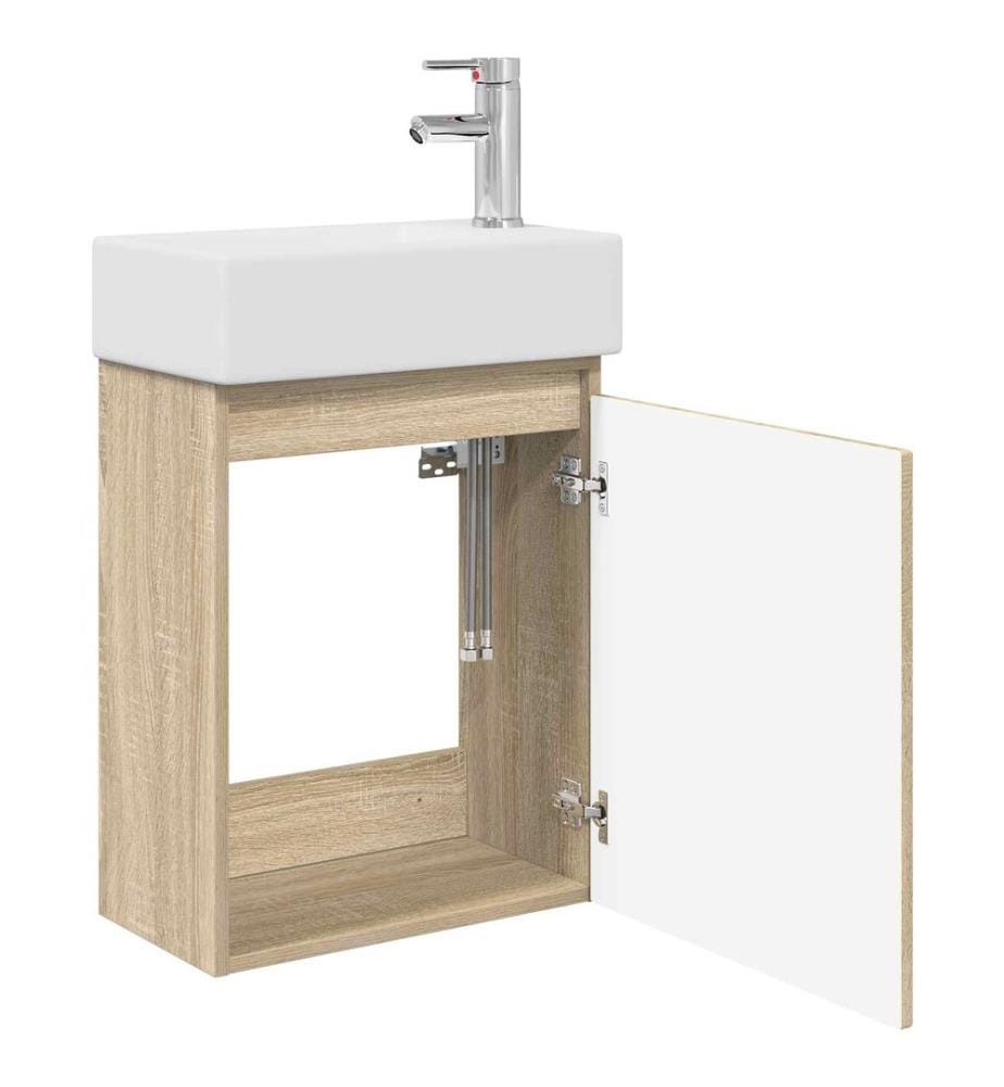 Badezimmer Waschtischunterschrank mit Wasserhahn Sonoma-Eiche