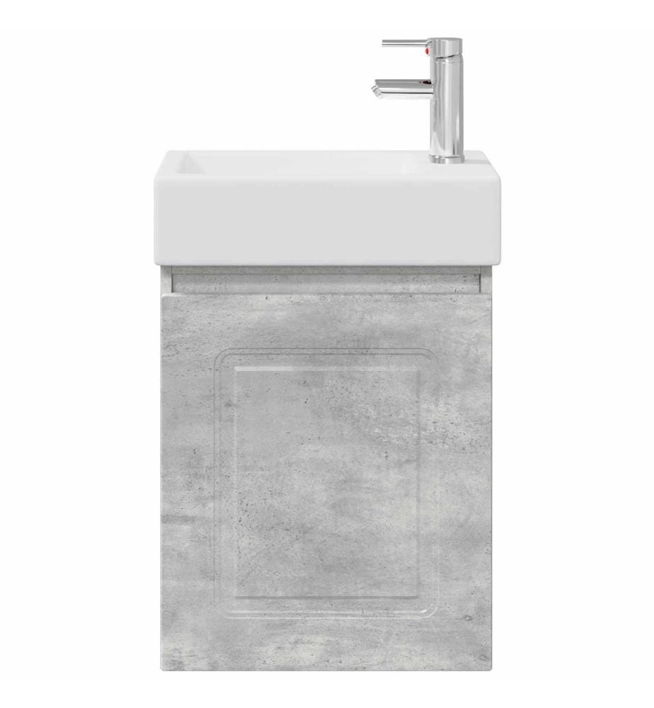 Badezimmer Waschtischunterschrank mit Wasserhahn Betongrau