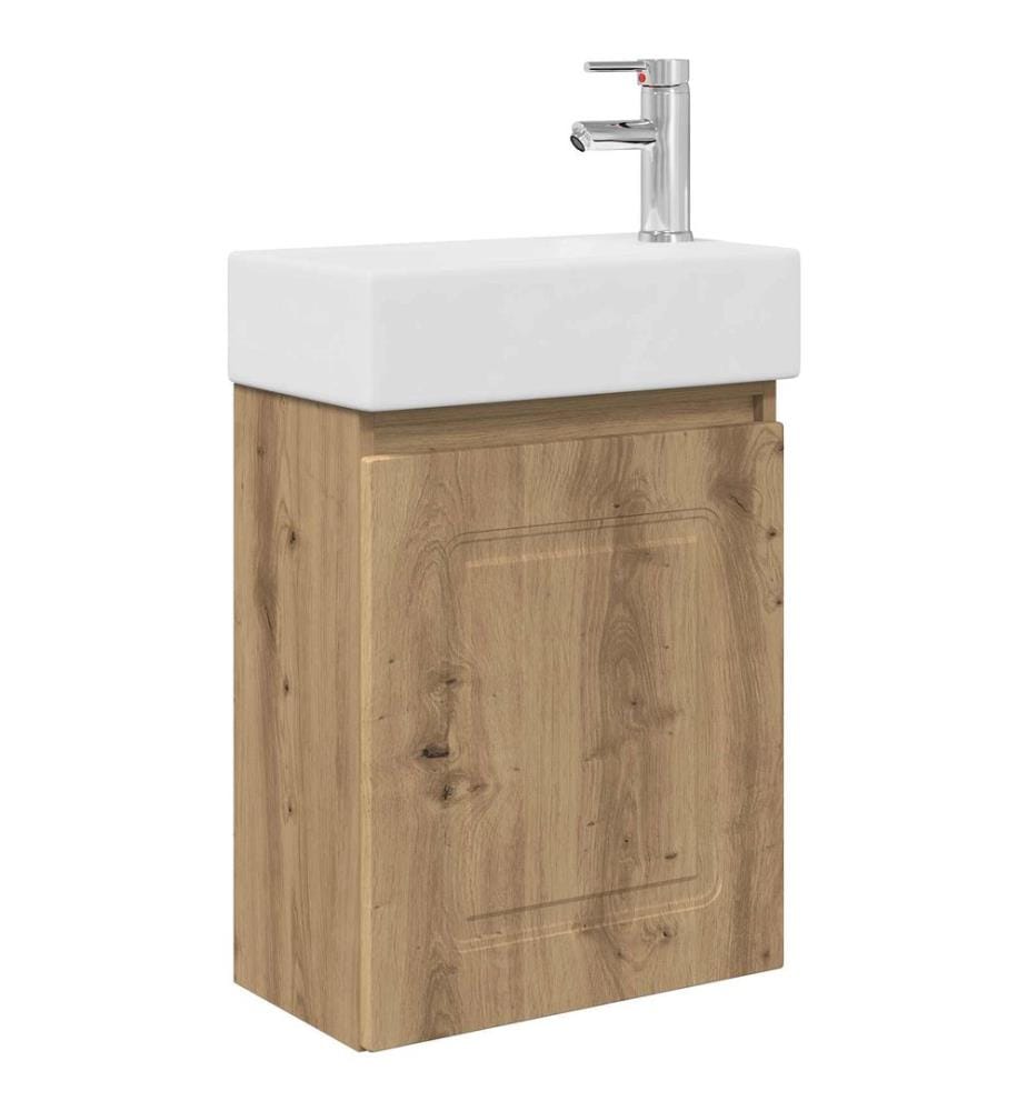 Meuble de salle de bain avec robinet Chêne artisanal