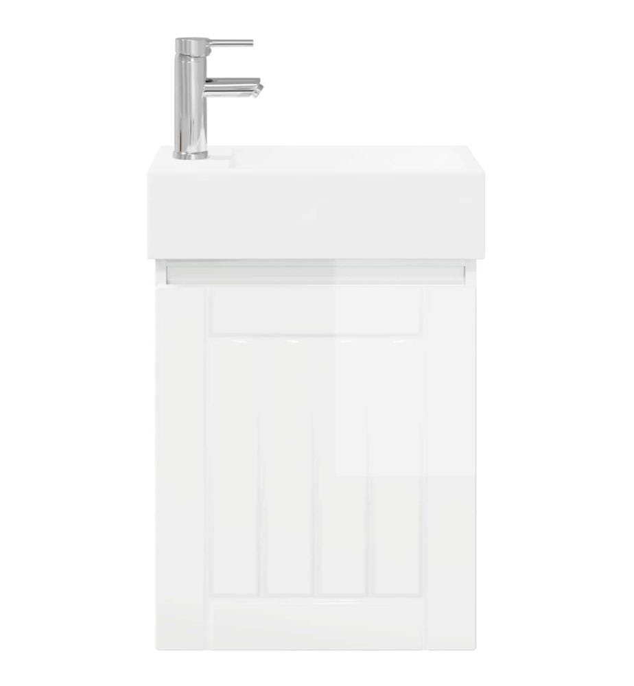 Badezimmer Waschtischunterschrank mit Wasserhahn Hochglanz Weiss
