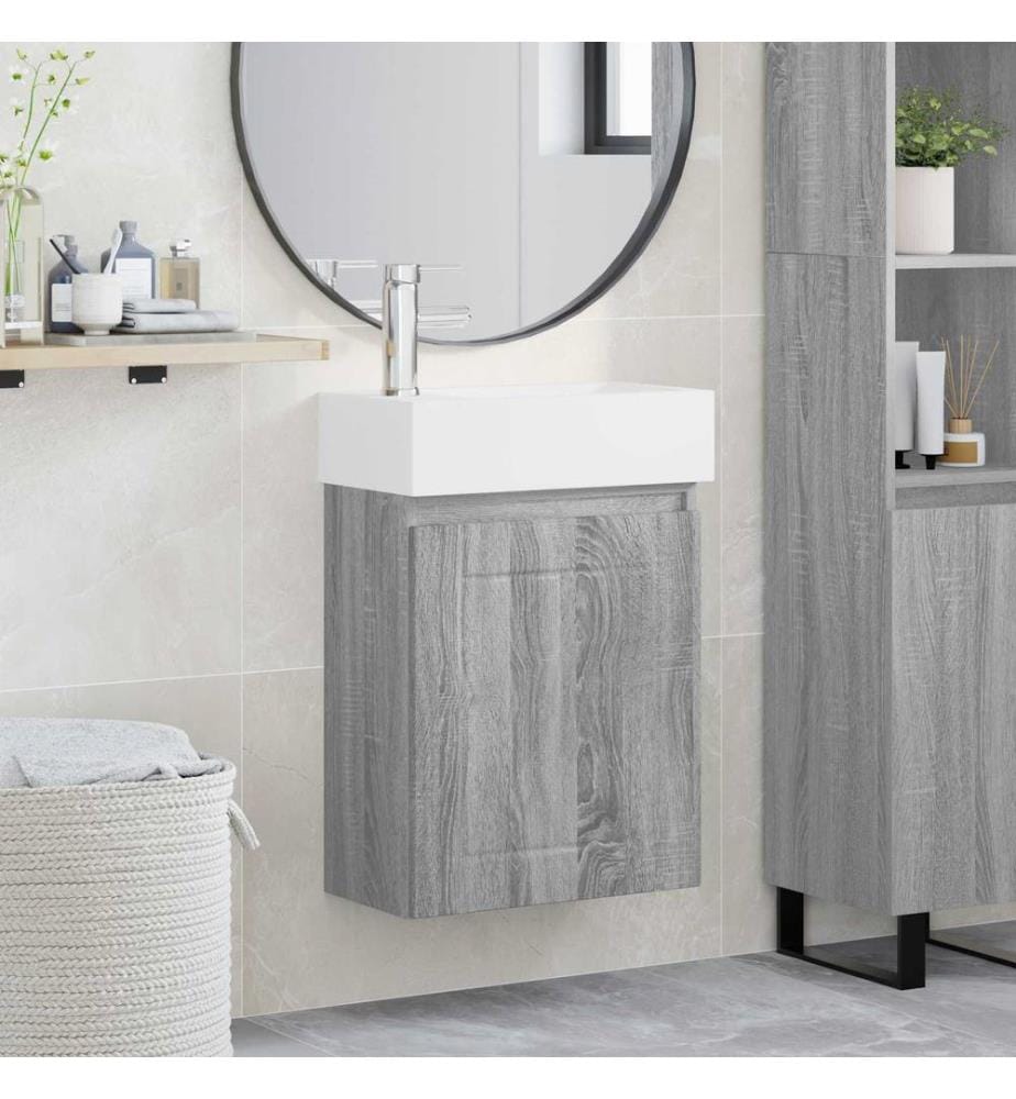 Meuble de salle de bain avec robinet Sonoma gris
