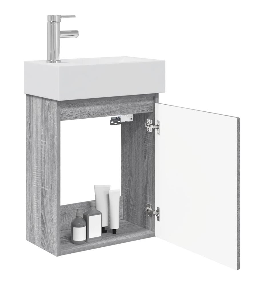 Meuble de salle de bain avec robinet Sonoma gris