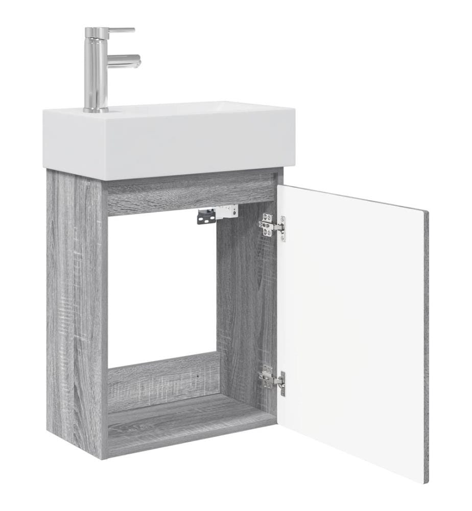 Meuble de salle de bain avec robinet Sonoma gris