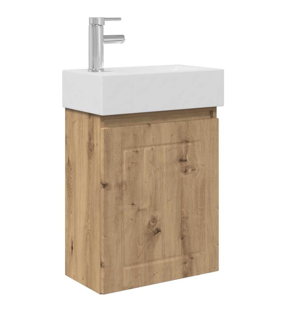 Meuble de salle de bain avec robinet Chêne artisanal