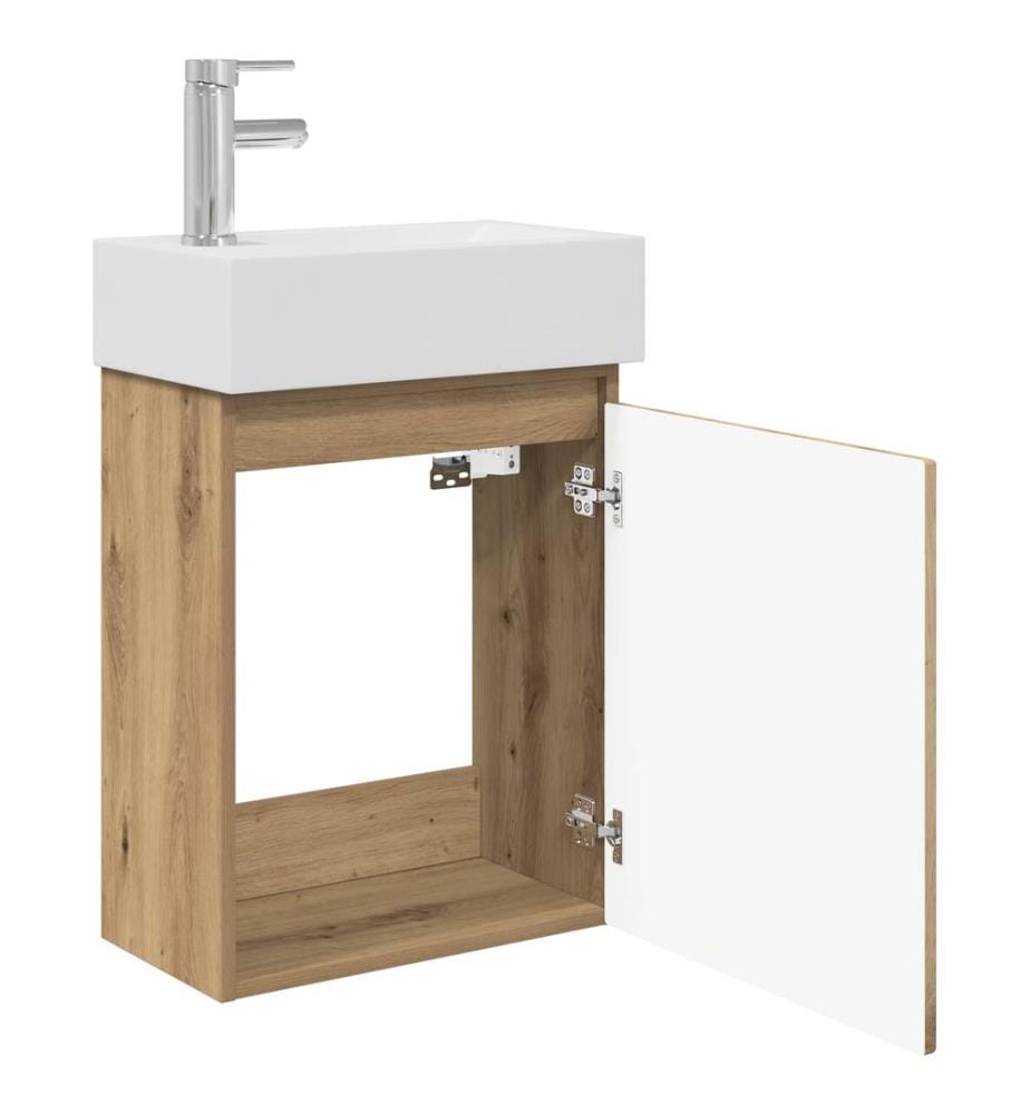 Meuble de salle de bain avec robinet Chêne artisanal